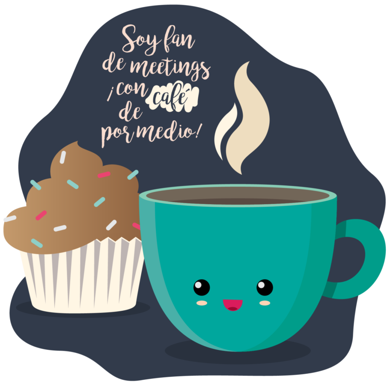 ilustracion cafe y cupcake